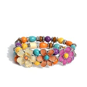 Floral Multicolor Beaded Bracelet
